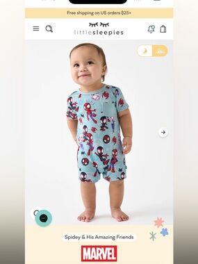 Little Sleepies Light Blue Spiderman Print Short Sleeve Romper